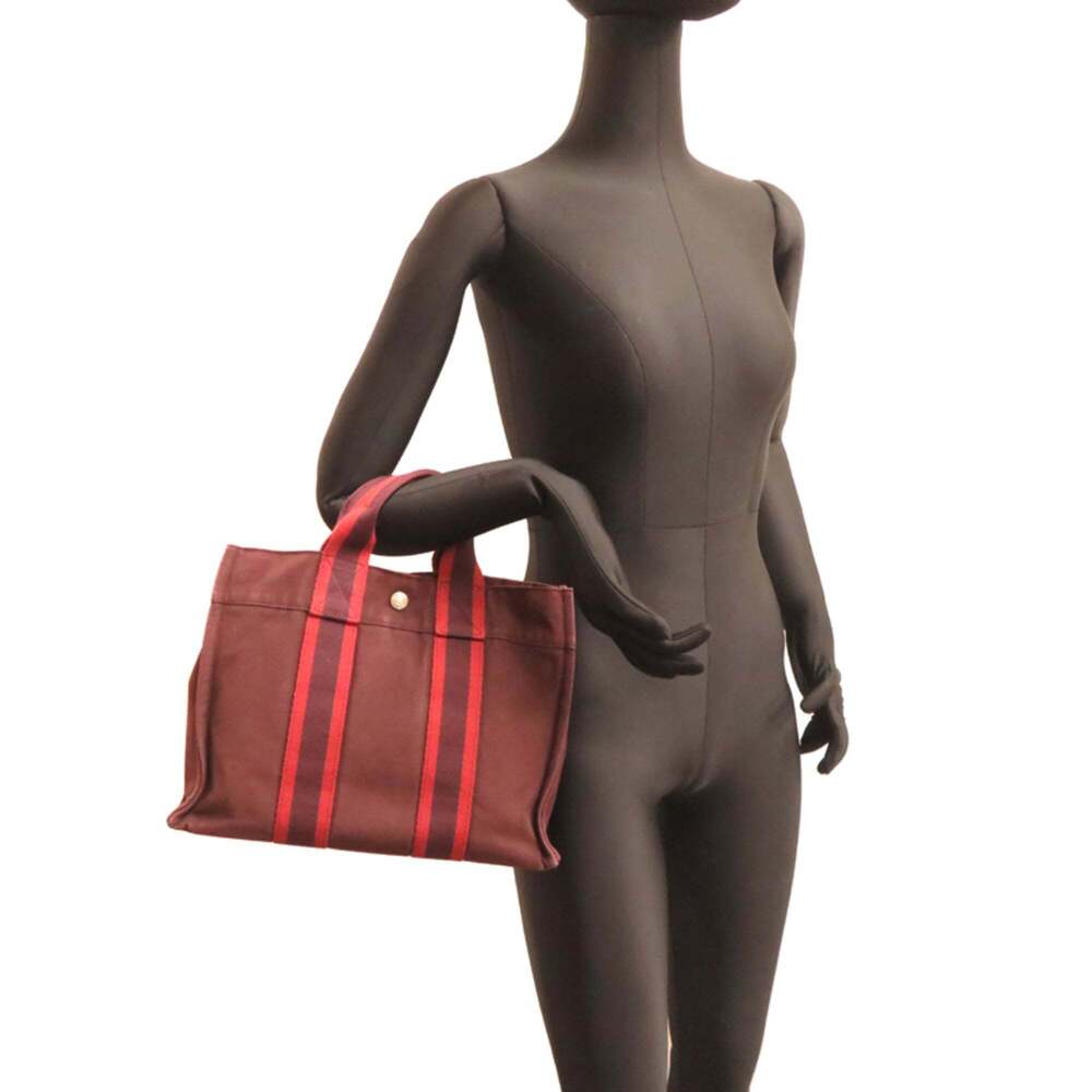 Hermes Fourre-Tout PM Women's/Men's Tote Bag, Canvas, Wine Red - Picture 9 of 10